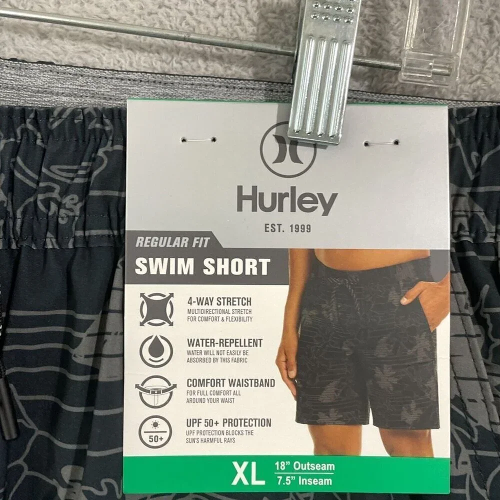 NEW Hurley Men's XL Swim Shorts Tropical  Floral Pattern 4-Way Stretch & Water